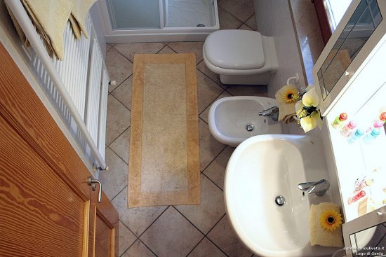 Draufsicht auf das Badezimmereinrichtung